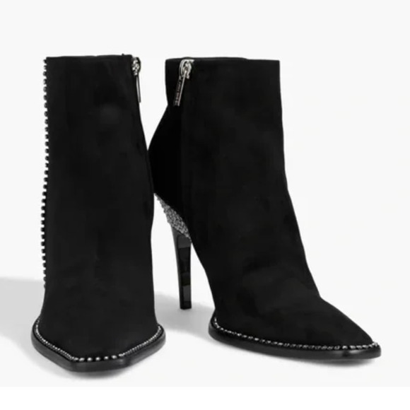Jimmy Choo 7 Brecken 100 Crystal Embellished Suede Ankle Boots Crystal Black 37 - Picture 5 of 13